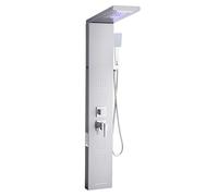 Colonne de Douche Effet Pluie en Acier Inoxydable Brossé 134,5cm Robinet 5 Fonctions