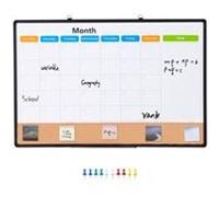 VEVOR Combo de Tableau Blanc et Tableau en Liège Calendrier Mensuel 90 x 60 cm Blanc&Marron& Noir