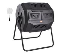 VEVOR Composteur de Jardin Rotatif 162,7 L Double Chambre Bac à Compost Rotatif à 360° en PP sans BPA Charge 50 kg pour Compostage des Déchets Organiques Cuisine Jardinier Terrasse Patio Extérieur