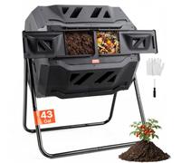 VEVOR Composteur de jardin rotatif 162,7 L double chambre – bac à compost PP sans BPA 360° 50 kg