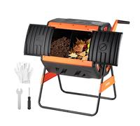 VEVOR Composteur de Jardin Rotatif, Bac à Compost Capacité 200 L à Double Chambre, pour Compostage des Déchets Cuisine Jardinier Extérieur, en PP, avec 2 Portes Coulissantes et Système d'Aération