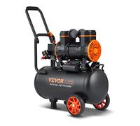 VEVOR Compresseur à Air Silencieux 24 L Réservoir Compresseur d'air sans Huile 1450 W 2 CV 5,7 m3/h à 6,2 Bar 70 DB pour Réparation Automobile Gonflage Pneus Peinture au Pistolet Clouage Menuiserie