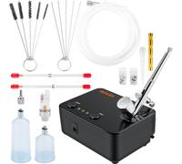 VEVOR Compresseur Aérographe Professionnel Kit Aérographe Complet Double Action Pistolet Aérographe 0,2/0,3/0,5 mm Pression d'Air Réglable pour Décoration Pâtisserie Tatouage Ongle Maquillage Peinture