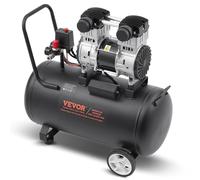 VEVOR Compresseur d'Air sans Huile, Réservoir Acier 60 L, 220 V, 1,25 kW, 5,3 CFM 90 PSI, Pression Max 125 PSI, Compresseur Silencieux Portable pour Réparation Auto, Gonflage Pneus, Peinture Pistolet