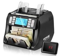VEVOR Compteuse de Billets USD et EUR, Détecteur de Faux Billets Contrefaçon UV, MG, IR et DD, Machine à Compter Les Billets avec Modes d'Ajout et de Lot, Grand Écran LCD et Écran Externe, pour Banque