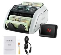 VEVOR Compteuse de Billets USD et EUR, Détecteur de Faux Billets Contrefaçon UV, MG, IR et DD, pour Petites Entreprises Banques, Comptez Uniquement le Nombre de Billets de Banque