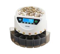 VEVOR Compteuse trieuse de pièces en euros – 8 types, capacité 850 pièces, écran LCD, 5 tubes