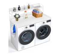 Comptoir Pour Lave-Linge Sèche-Linge Surface En Bois Anti-Dérapant Blanc 137x70cm