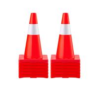VEVOR Cônes de sécurité routière 12 PCS Cônes de stationnement en PVC 45,7 cm avec 1 colliers réfléchissants 28 x 28 cm Base en PVC rouge pour les chantiers de construction de routes d'avertissement p