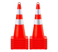 VEVOR Cône Signalisation 12 Pièces 73 cm, Plot de Chantier Orange en PVC, Cône de Sécurité avec Base Lestée et 2 Colliers Réfléchissants, pour Délimitation Stationnement d’Urgence en Route Parking