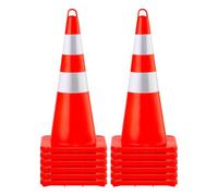 VEVOR Cône Signalisation 12 Pièces 73 cm, Plot de Chantier Orange en PVC, Cône de Sécurité avec Base Lestée et 2 Colliers Réfléchissants, pour Délimitation Stationnement d’Urgence en Route Parking