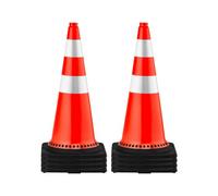 VEVOR Cône Signalisation 8 Pièces 75 cm, Plot de Chantier Orange en PVC, Cône de Sécurité avec Base Lestée et 2 Colliers Réfléchissants, pour Délimitation Stationnement d’Urgence en Route Parking