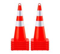 VEVOR Cône Signalisation Réfléchissant 10 Pièces 69 cm, Plot de Chantier en PVC Orange, Cône de Sécurité avec 2 Colliers Réfléchissants, pour Délimitation Stationnement d’Urgence en Route Parking
