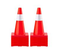 VEVOR Cônes de sécurité routière 12 PCS Cônes de stationnement en PVC 45,7 cm avec 1 colliers réfléchissants 28 x 28 cm Base en PVC rouge pour les chantiers de construction de routes d'avertissement p