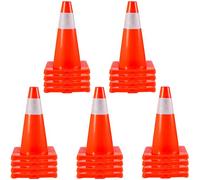 VEVOR Cône Signalisation Réfléchissant 20PCs 45,7 cm, Plot de Chantier avec Base en PVC, Cône de Sécurité avec Colliers Réfléchissants, pour Délimitation Stationnement d’Urgence en Route Parking