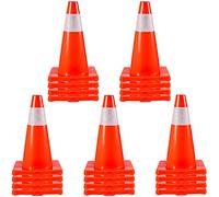 VEVOR Cône Signalisation Réfléchissant 20PCs 45,7 cm, Plot de Chantier avec Base en PVC, Cône de Sécurité avec Colliers Réfléchissants, pour Délimitation Stationnement d’Urgence en Route Parking