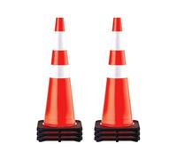 VEVOR Cône Signalisation Réfléchissant 6 Pièces 92 cm, Plot de Chantier avec Base Lestée Noire, Cône de Sécurité en PVC Orange, pour Délimitation Stationnement d’Urgence en Route Parking Chantier