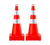 VEVOR Cône Signalisation Réfléchissant 73 cm, Plot de Chantier en PVC, Cône de Sécurité avec Base Lestée et Anneau Portatif pour Délimitation Stationnement d’Urgence en Route Parking, Orange et Argent