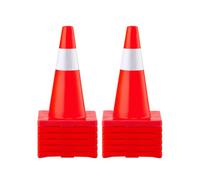 VEVOR Cônes de sécurité routière 12 PCS Cônes de stationnement en PVC 45,7 cm avec 1 colliers réfléchissants 28 x 28 cm Base en PVC rouge pour les chantiers de construction de routes d'avertissement p