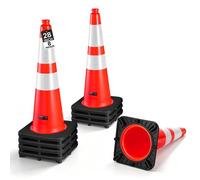 VEVOR Cônes de Signalisation Lot de 8, Hauteur 715 mm, PVC Orange Robuste, Cônes de Sécurité Empilables avec Base Noire Lestée, Bande Réfléchissante Visible la Nuit, pour Accident Chantier Circulation