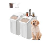 VEVOR Conteneur de Stockage de Riz 20 L 2PCs, Boîte de Conservation Alimentaire Hermétique, Bac à Céréales avec Roues et Tasse à Mesurer, Rangement pour Nourritures d’Animaux de Compagnie Ingrédients
