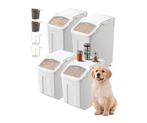 VEVOR Conteneur de Stockage de Riz 4PCs 2x15 L et 2x20 L, Boîte de Conservation Alimentaire Hermétique, Bac à Céréales avec Roues et Tasse à Mesurer, Rangement pour Nourritures d’Animaux de Compagnie