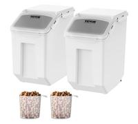 VEVOR Conteneur de Stockage de Riz Grande Capacité 2 x 15 L Seau à Riz en PP avec 2 Tasses à Mesurer Boîte de Conservation Alimentaire Hermétique pour Nourritures d’Animaux de Compagnie Rangement