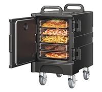 VEVOR Conteneur Isotherme pour Plateau Gastronorme 75 L, Boîte de Transport Empilable, Chargement Frontal, avec Doubles Boucles, Poignées et roulettes, Porte-Plateaux pour Restauration, sans BAC INOX
