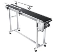 VEVOR Convoyeur à bande motorisé 1498,6x198,1 mm convoyeur en acier inoxydable ceinture de transporteuse en PVC antistatique vitesse réglable double garde-corps pour application codage à jet d'encre