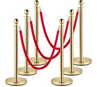 VEVOR Cordes et poteaux en velours, 1,5 m, corde rouge, poteau doré en acier inoxydable avec dessus en boule