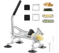 VEVOR Coupe-Frites Commerciale, Trancheuse à Légumes Fruits Manuelle 6,35 mm/9,5 mm/12,7 mm, Coupe-Légumes en Acier Inoxydable et Alu, avec Pieds Antidérapants, pour Radis, Oignons, Pommes de Terre