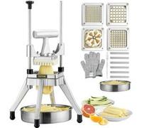 VEVOR Coupe-frites manuel, 4 lames inox 12.7/6.4/9.5mm, coupeur 6 quartiers, cuisine, restaurant.