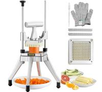 VEVOR Coupe-Frites Professionnel Manuel Coupe-Légumes Multifonction Commercial Lame de 0,64 cm en Inox Coupe Pomme de Terre et Fruits 2 Lames de Rechange pour Restaurant Cuisine Préparation Salade
