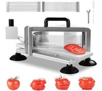VEVOR Coupe-tomates Commerciale, Trancheuse à Tomates de 4,8 mm/ 6,35 mm/9,5 mm, Trancheur pour Manuelle en Acier Inoxydable, avec Pieds Antidérapants, pour Couper Tomates, Concombres et Bananes