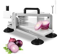 VEVOR Coupe-tomates Commerciale, Trancheuse à Tomates de 4,8 mm, Trancheur pour Tomates Robuste en Acier Inoxydable, avec Pieds Antidérapants, pour Couper les Tomates, les Concombres et les Bananes