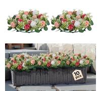 VEVOR Couronne de fleurs artificielles, 340x340x90 mm, Couronne de fleurs artificielles avec roses roses & blanches, centre d'arrangement floral pour la Saint-Valentin, la Fête des Mères, les fêtes, l