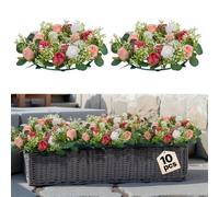 VEVOR Couronne de Roses Artificielles, Lot de 10, 34 cm, Compositions de Roses en Rose et Blanc Artificielles, Fausses Fleurs pour Centres de Table, Mariages, Saint-Valentin, Décoration d'Intérieur