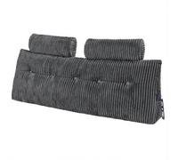 VEVOR Coussin de lecture avec 2 poches latérales et 2 appuis-tête, coussin tête de lit (Queen Size), oreiller en flanelle lavable, soutien dorsal pour lire, jouer, se reposer et travailler, gris