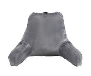 VEVOR Coussin de lecture, taille grand, oreiller de lecture lit en mousse à mémoire de forme, avec 3 poches et tissu en velours court lavable, dessus avec poignée, pour lire, jouer et se reposer, gris