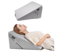 VEVOR Coussin Incliné Lit, Oreiller Triangulaire Orthopédique Réglable, Rembourrage en Mousse, Housse Douce et Lavable, Coussin de Lecture de Lit pour Soulager le Gonflement des Jambes, Gris Clair