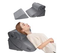 VEVOR Coussin Incliné Lit, Oreiller Triangulaire Orthopédique Réglable, Rembourrage Mousse, Housse Lavable, Coussin de Lecture Lit pour Soulagement Reflux Acide, Soutien Dos, Jambes, Cou, Gris Foncé