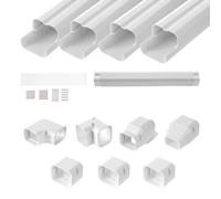 VEVOR Couverture de mini-ligne divisée, 75 mm largeur 4830 mm longueur, couvercle de conduite décoratif en PVC pour climatiseurs avec 4 conduits droits, peut être peint pour pompes à chaleur, blanc