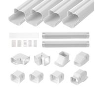 VEVOR Couverture de mini-ligne divisée, 75 mm largeur 5350 mm longueur, couvercle de conduite décoratif en PVC pour climatiseurs avec 4 conduits droits, peut être peint pour pompes à chaleur, blanc