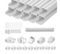 VEVOR Couverture de mini-ligne divisée, 75 mm largeur 5400 mm longueur, couvercle de conduite décoratif en PVC pour climatiseurs avec 10 conduits droits, peut être peint pour pompes à chaleur, blanc