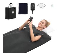 VEVOR Couverture de sauna infrarouge avec trous pour les bras, couverture infrarouge 180x90 cm, noire, couverture chauffante portable pour la transpiration, la relaxation et la détoxification, avec ré