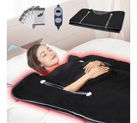 VEVOR Couverture de Sauna Infrarouge Lointain 190x90 cm Tissu Oxford Plage Température Réglable 1-6 Niveaux 45°C-80°C Minuterie 1-60 min Trous de Bras Sacs de Sauna, pour Désintoxication Relaxation
