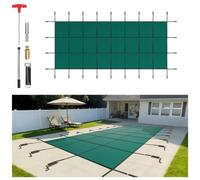 VEVOR Couverture de Sécurité pour Piscine Enterrée 4,9 x 12,2 m, Bâche de Piscine en Hiver Rectangulaire, Matériau en Polypropylène, avec Trous de Drainage, Conception Maille Serrée, Vert