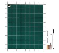 VEVOR Couverture de sécurité pour piscines creusées 6,1 x 12,2 m Maille Verte Couverture de sécurité Taille 6,7 x 12,8 m avec Outils d'installation pour Piscine d'hiver, résister au Soleil, au Vent