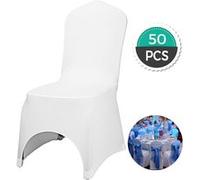 Housses chaise mariage 50pcs blanches, Lycra sans bras, polyester, décoration