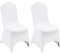 VEVOR Couverture Housses de Chaise Mariage Housse de Chaise Blanche 50 Pièces Housse de Chaise Lycra sans Bras Polyester et Élasthanne Front Cintré Élastique Soirée Célébration Décoration (Lot de 2)